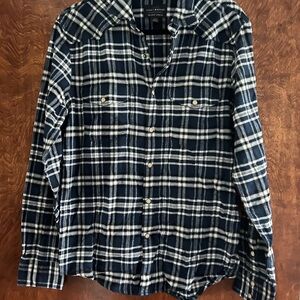 Lucky Brand Blue Plaid Flannel Button-Up Shirt size S/P